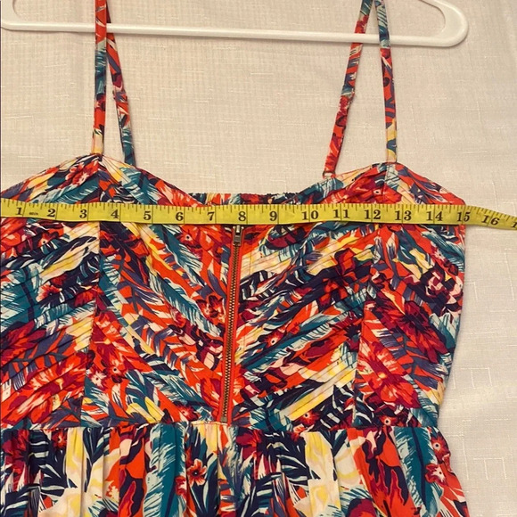 Roxy Red and Blue Summer chore Spaghetti Strap Midi Sundress - Picture 7 of 9